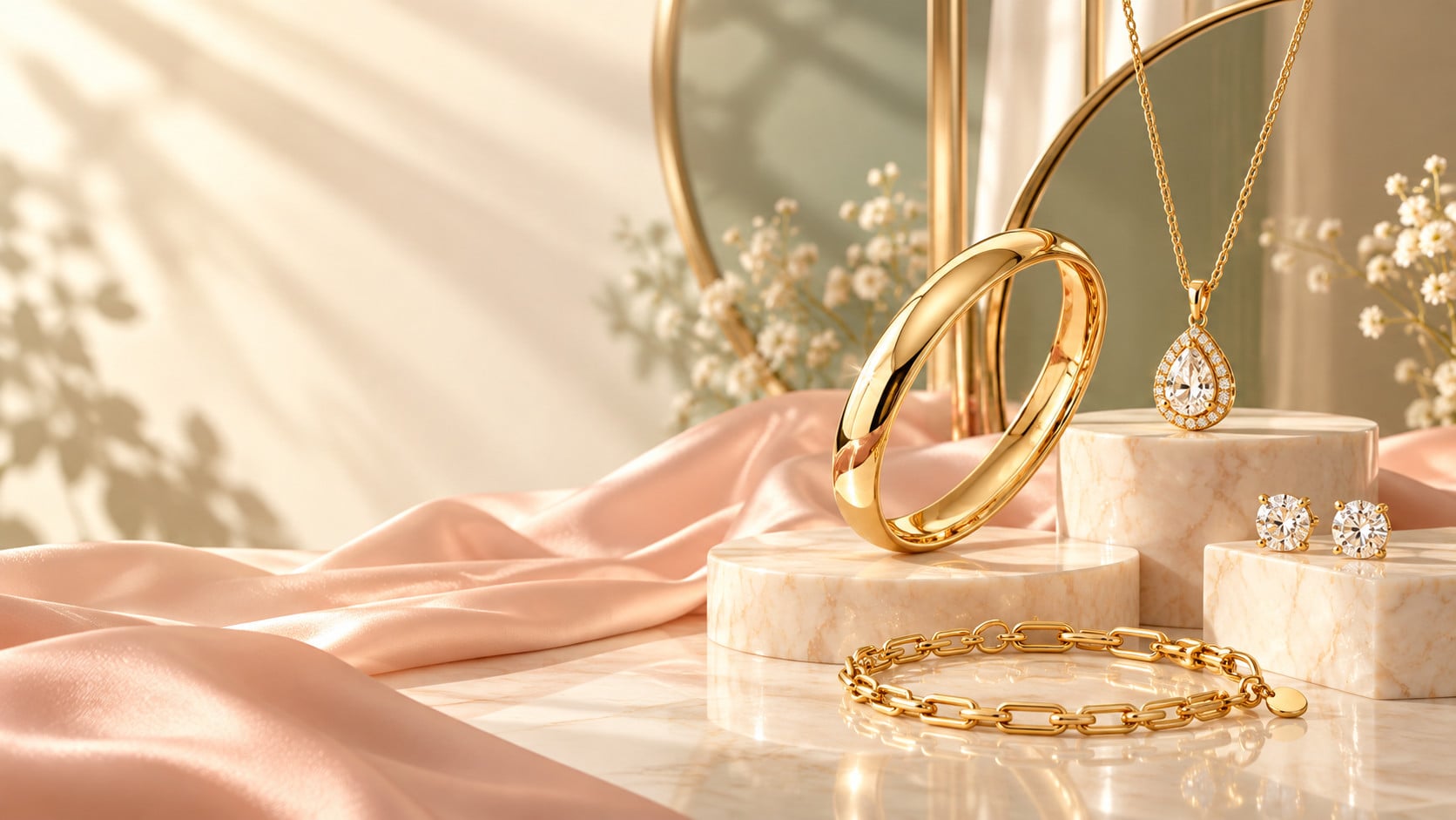Iris solitaire studs in 14K gold